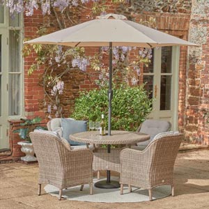 St Tropez 4 Seat Dining Set with 2.5m Crank & Tilt Parasol
